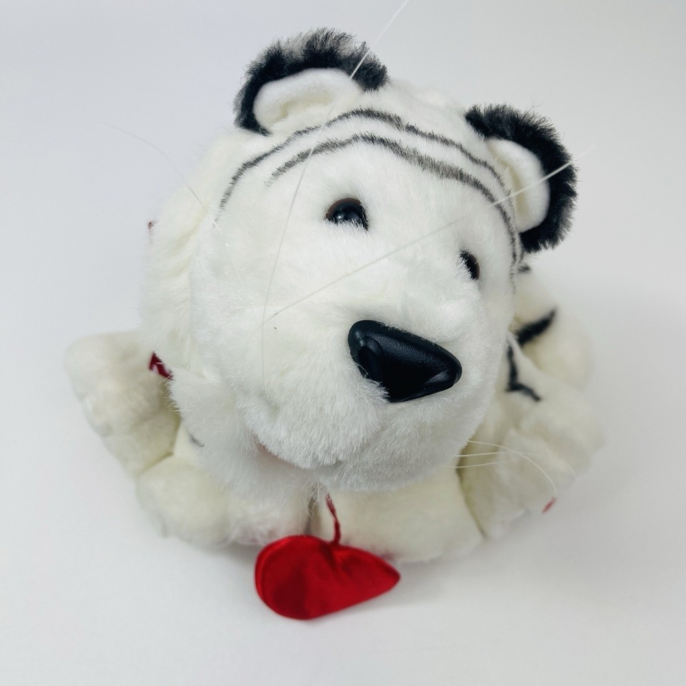 Hallmark White Tiger 8" Plush With Heart‎ Collar and Paw Stuffed Animal EUC